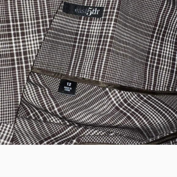 East 5th Brown Plaid Printed Faux Wrap Front Midi Length Skirt Size: 12 - Picture 5 of 6